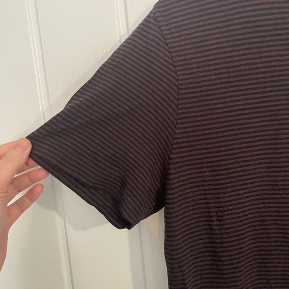 All Saints Striped T Shirt Maroon And Black Size Large - Picture 3 of 5